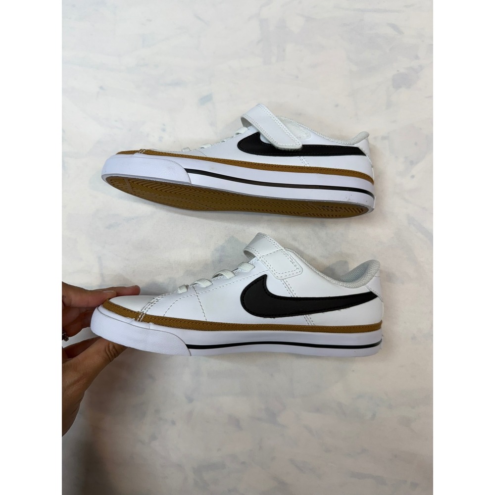 NIKE $60 New Youth 2 White Black Court Legacy Adjustable Strap Casual Sneakers - Picture 7 of 10